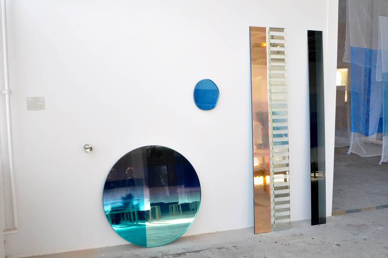 Seeing Glass Big Round Mirror Cobalt X Large 130 Cm For At Seeing Glass Big Round Mirror Cobalt X Large 130 Cm In