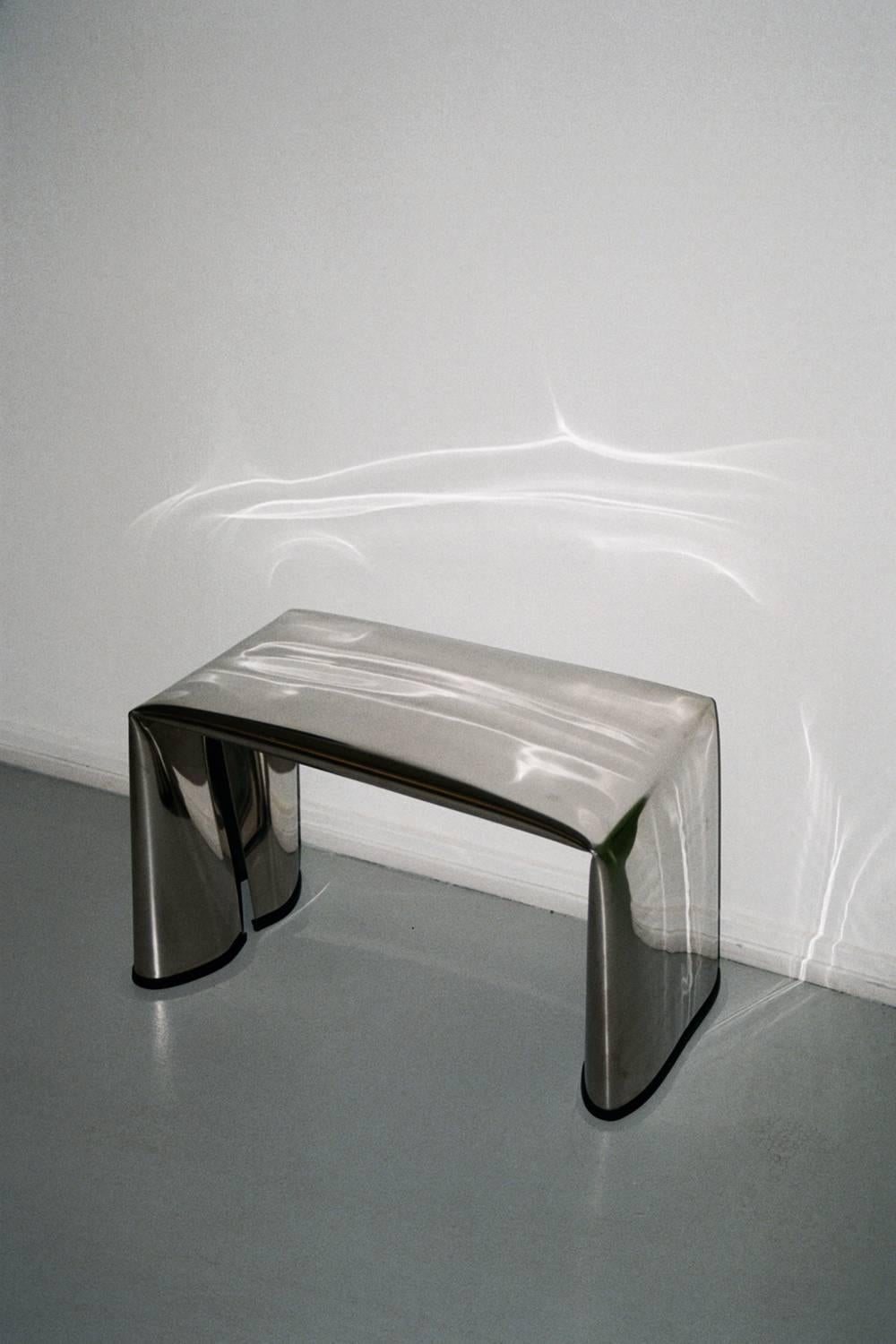Modern Contemporary Steel Bench by Soft Baroque
