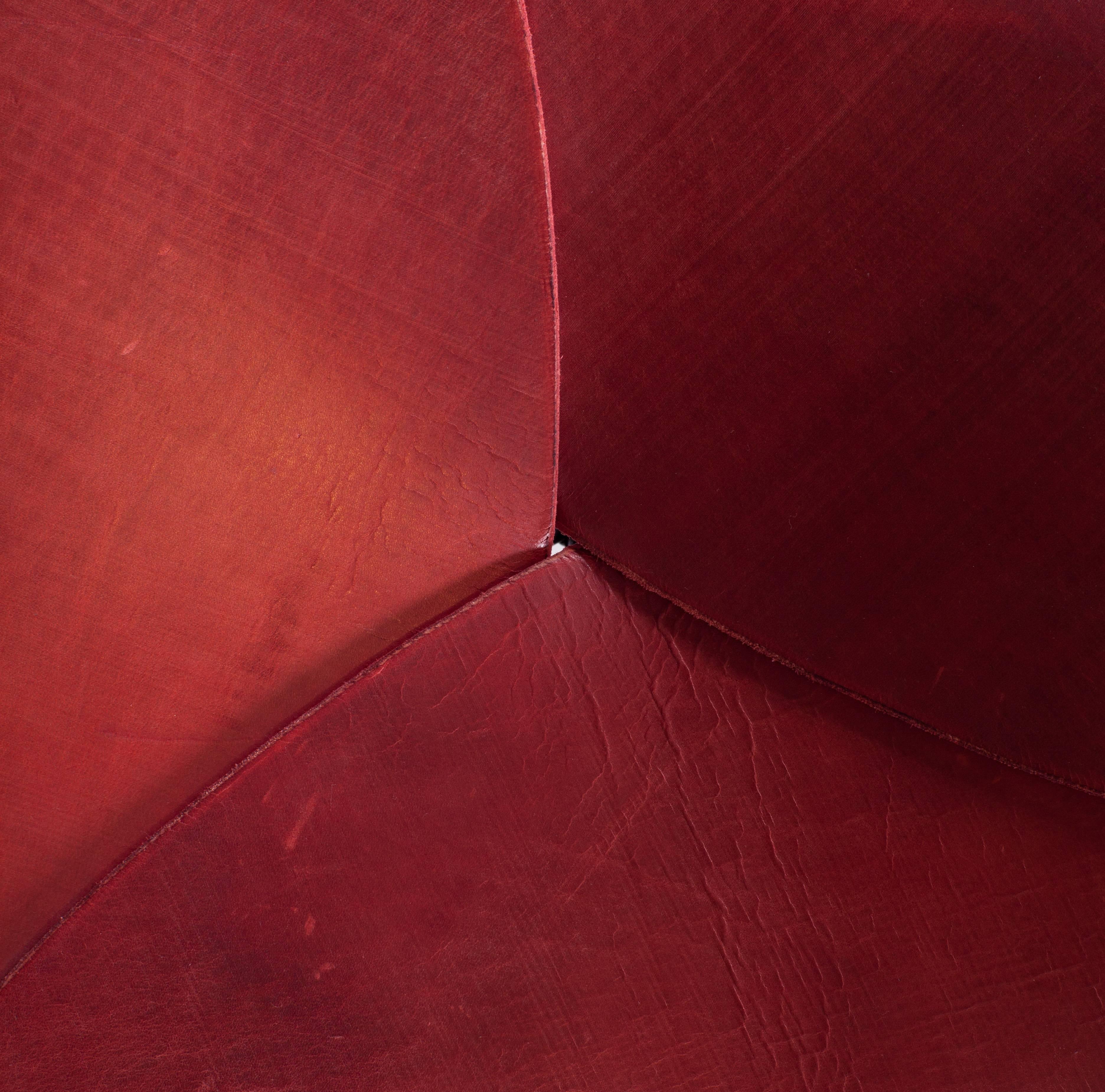 American Quark Stool by Dan Wenger in Red Leather and Steel