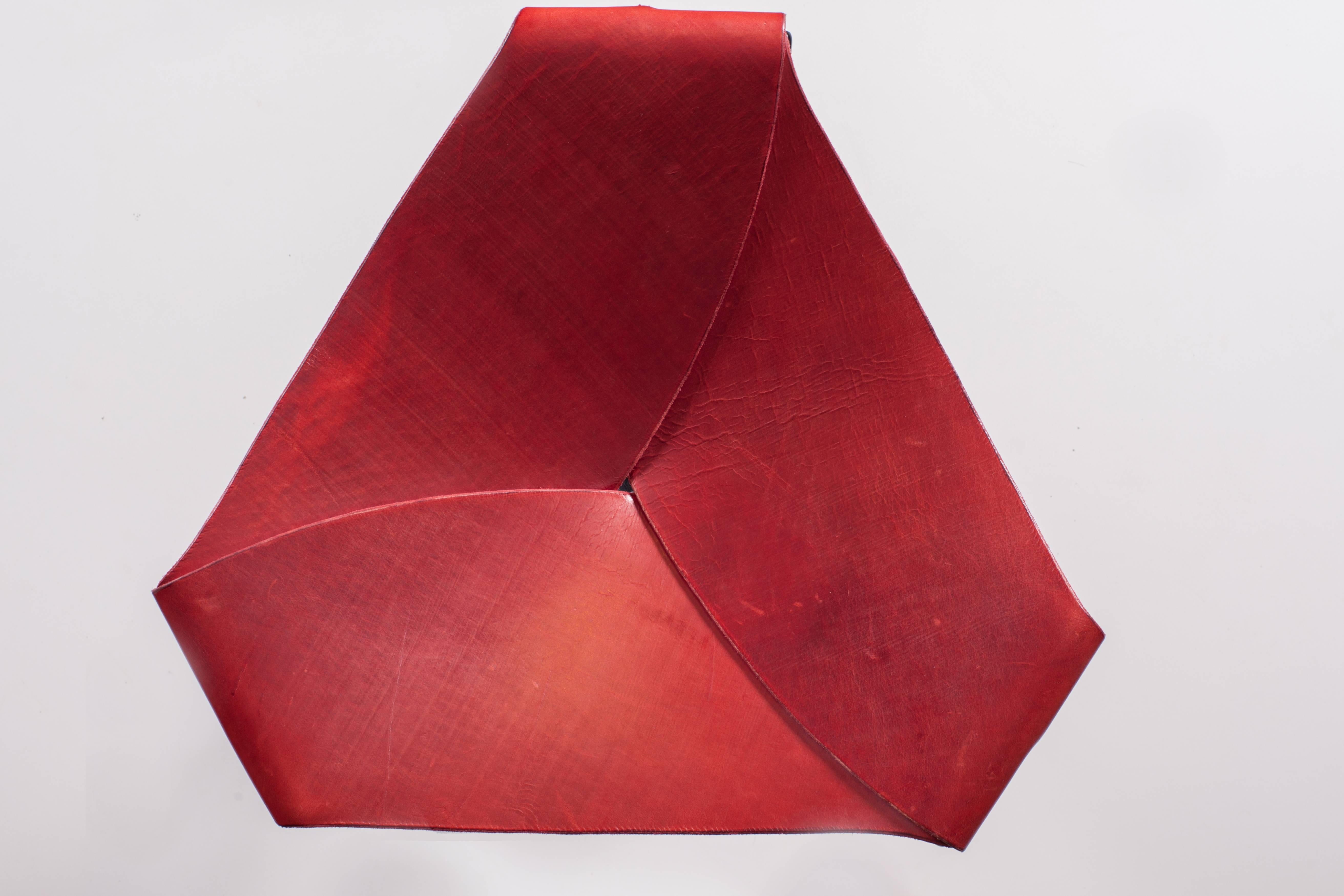 Modern Quark Stool by Dan Wenger in Red Leather and Steel
