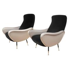 Pair of Italian, Mid-Century Modern Armchairs in the Style of Marco Zanuso