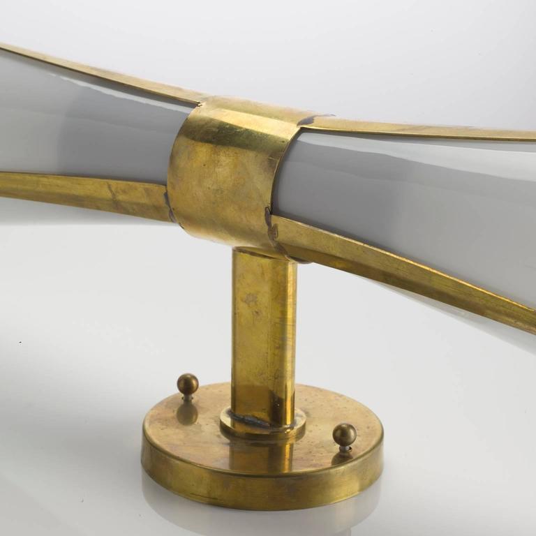 Pair of Italian, Mid-Century Modern, Murano Glass and Brass Wall Lights For Sale at 1stdibs
