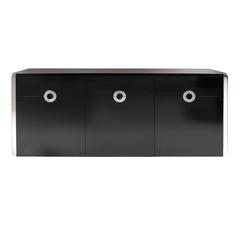 Willy Rizzo Sideboard, 1972 Black with Chrome Details