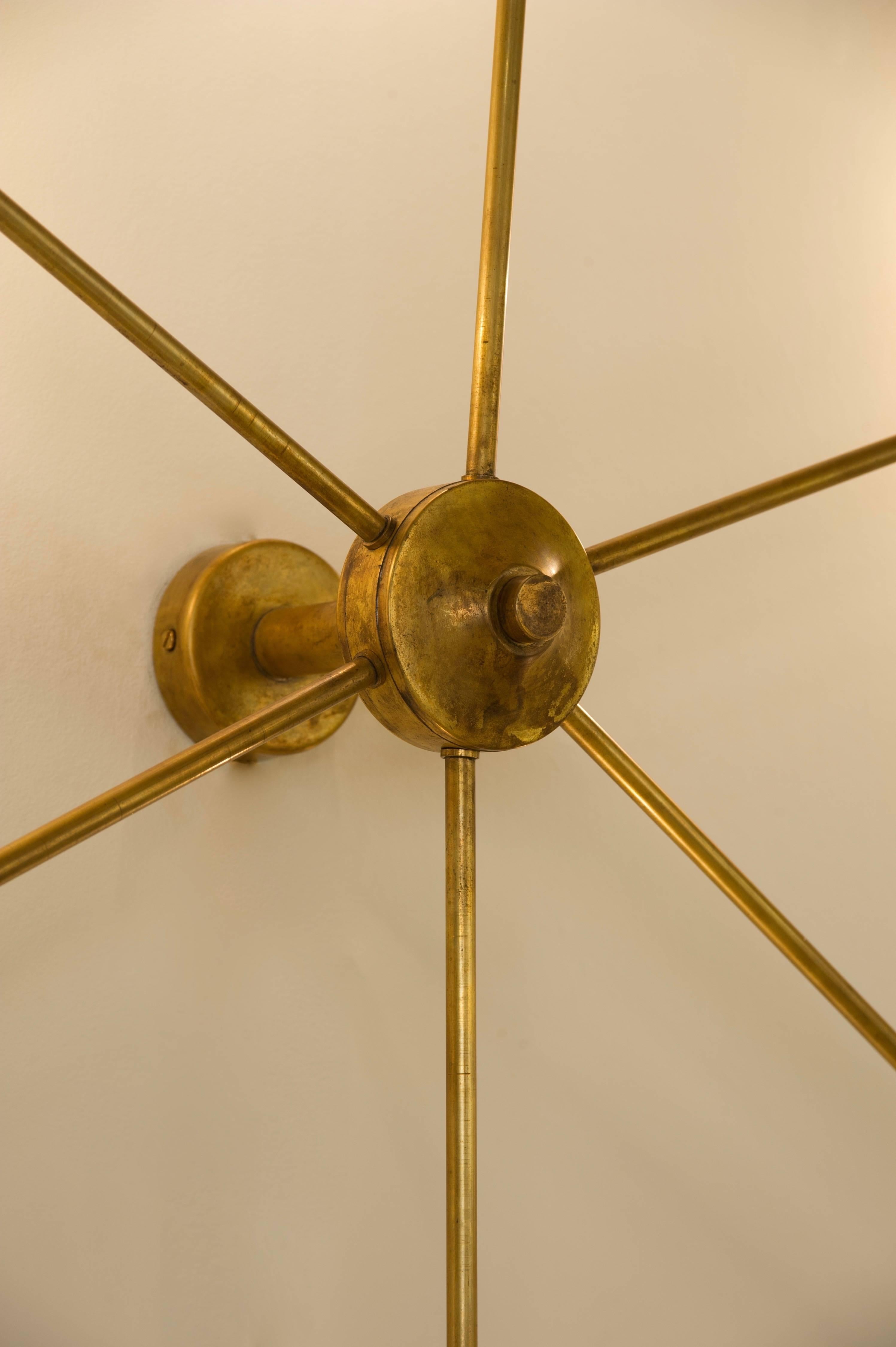 Mid-Century Modern Italian 'Spider' Wall Sconce in Natural Brass 2