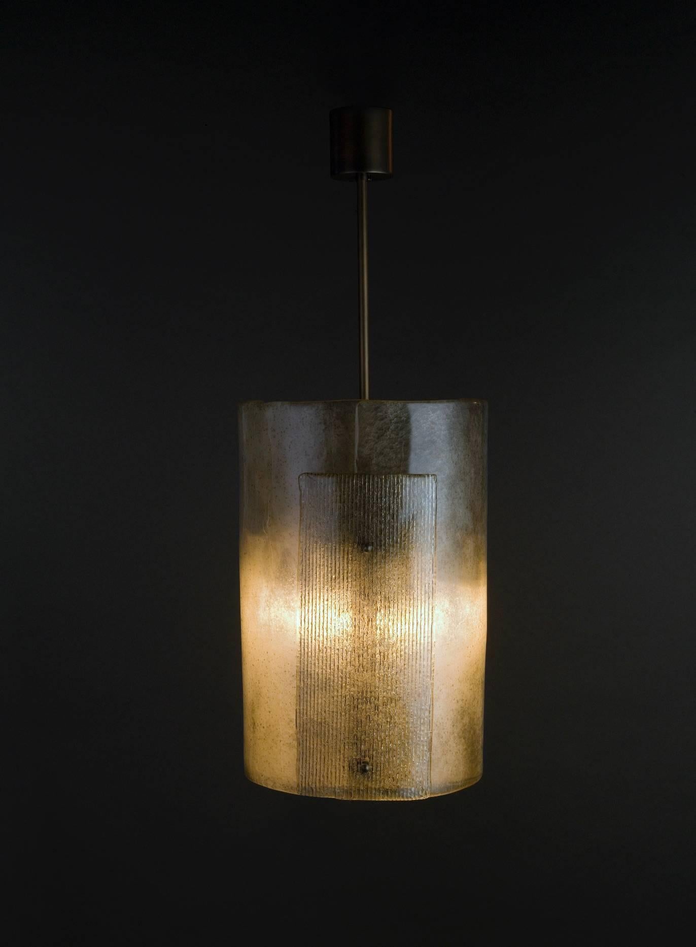 Mezza Luna Pendant Drum in Murano Glass, Brutalist Style For Sale 1