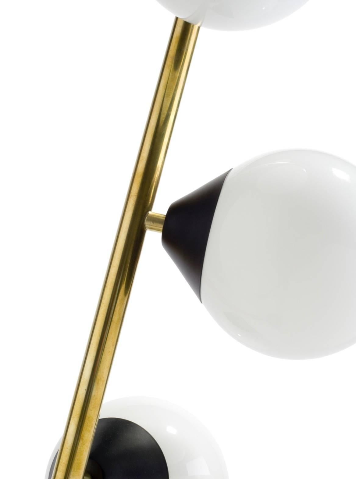 Five White Glass Orb Floor Lamp In Excellent Condition In London, GB