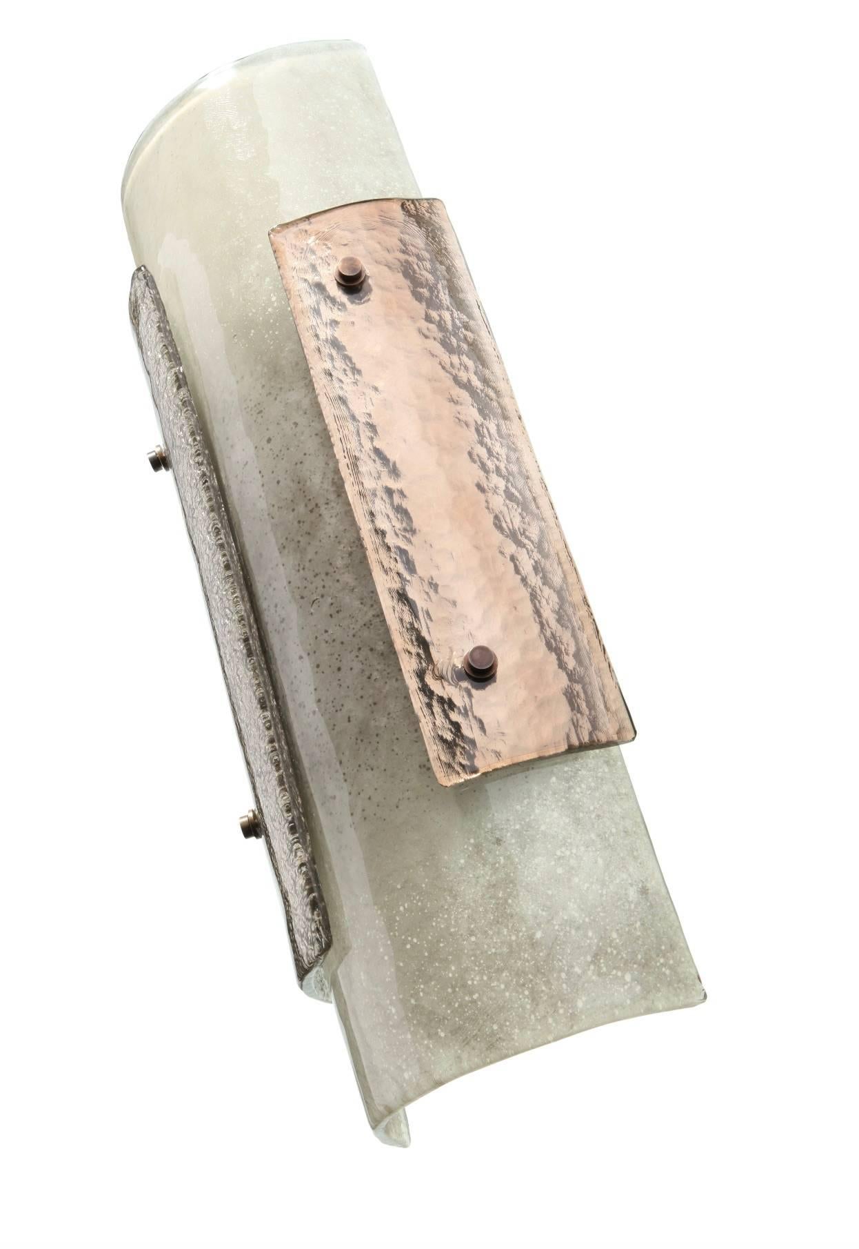 Contemporary Torcello Wall Sconce in Murano Glass, Inspired by the Brutalist Era For Sale