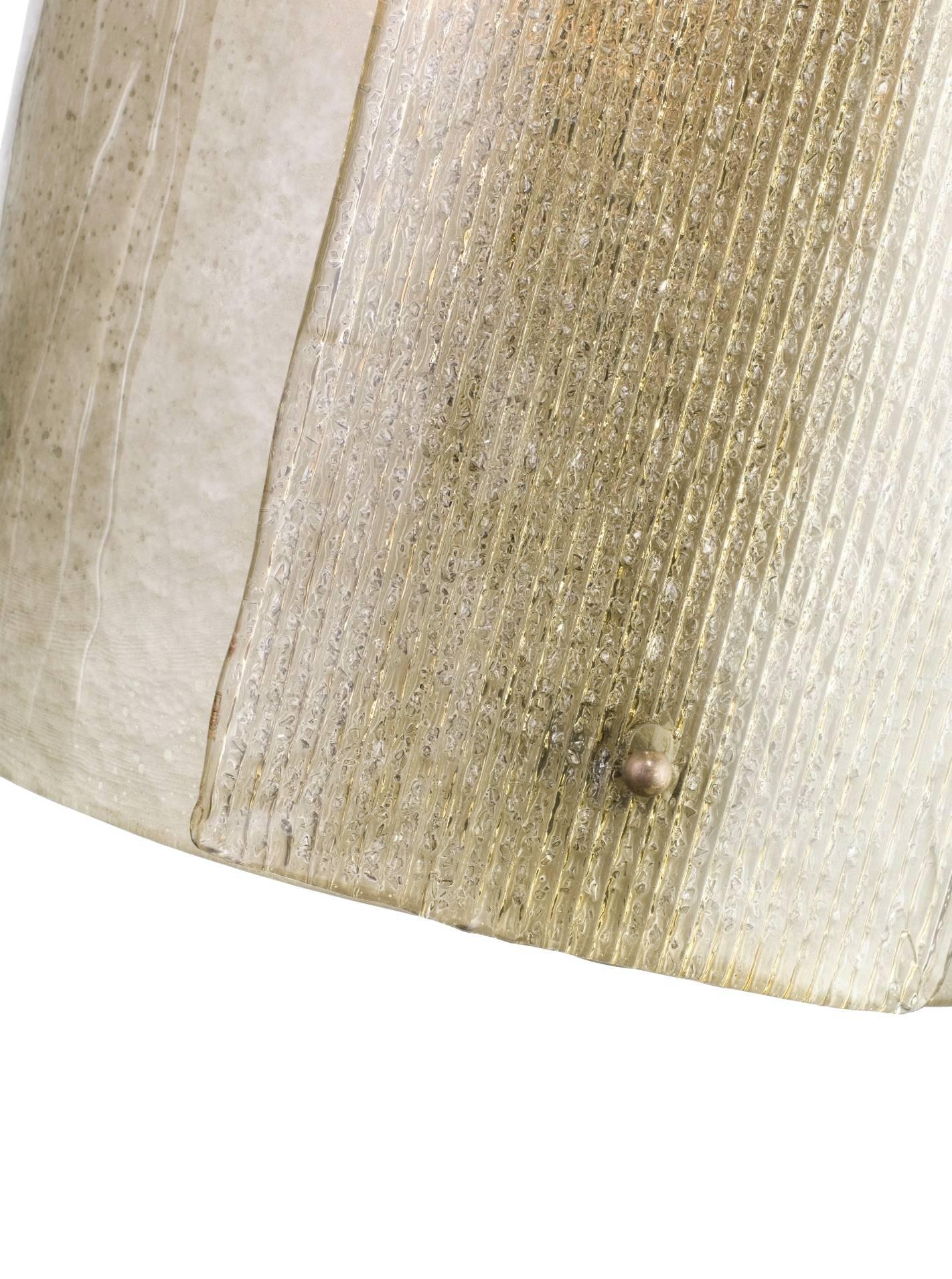Contemporary Mezza Luna Pendant Drum in Murano Glass, Brutalist Style For Sale