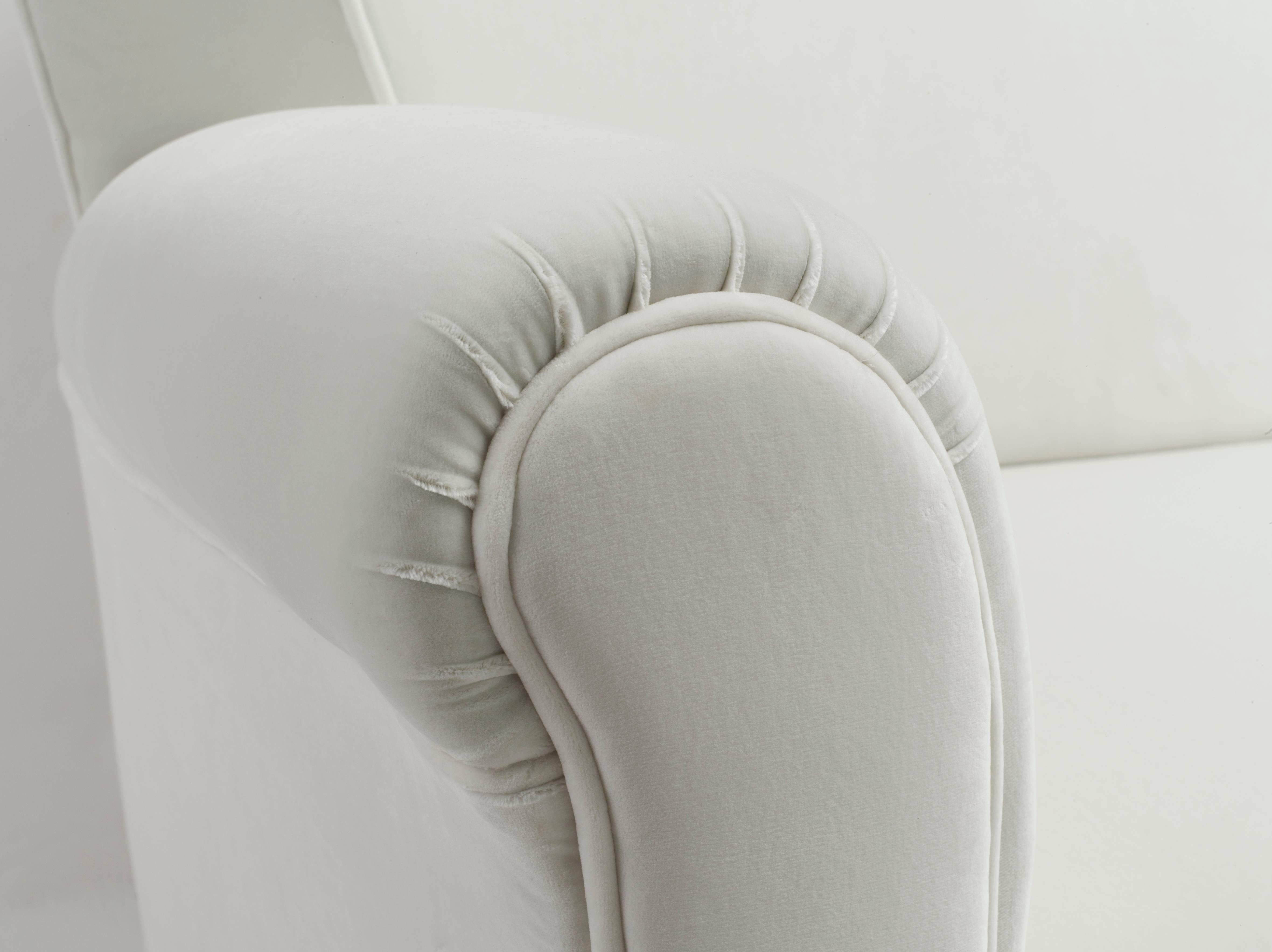 Mid-Century Modern 1950s Sectional Curved Italian Sofa Upholstered in Velvet For Sale