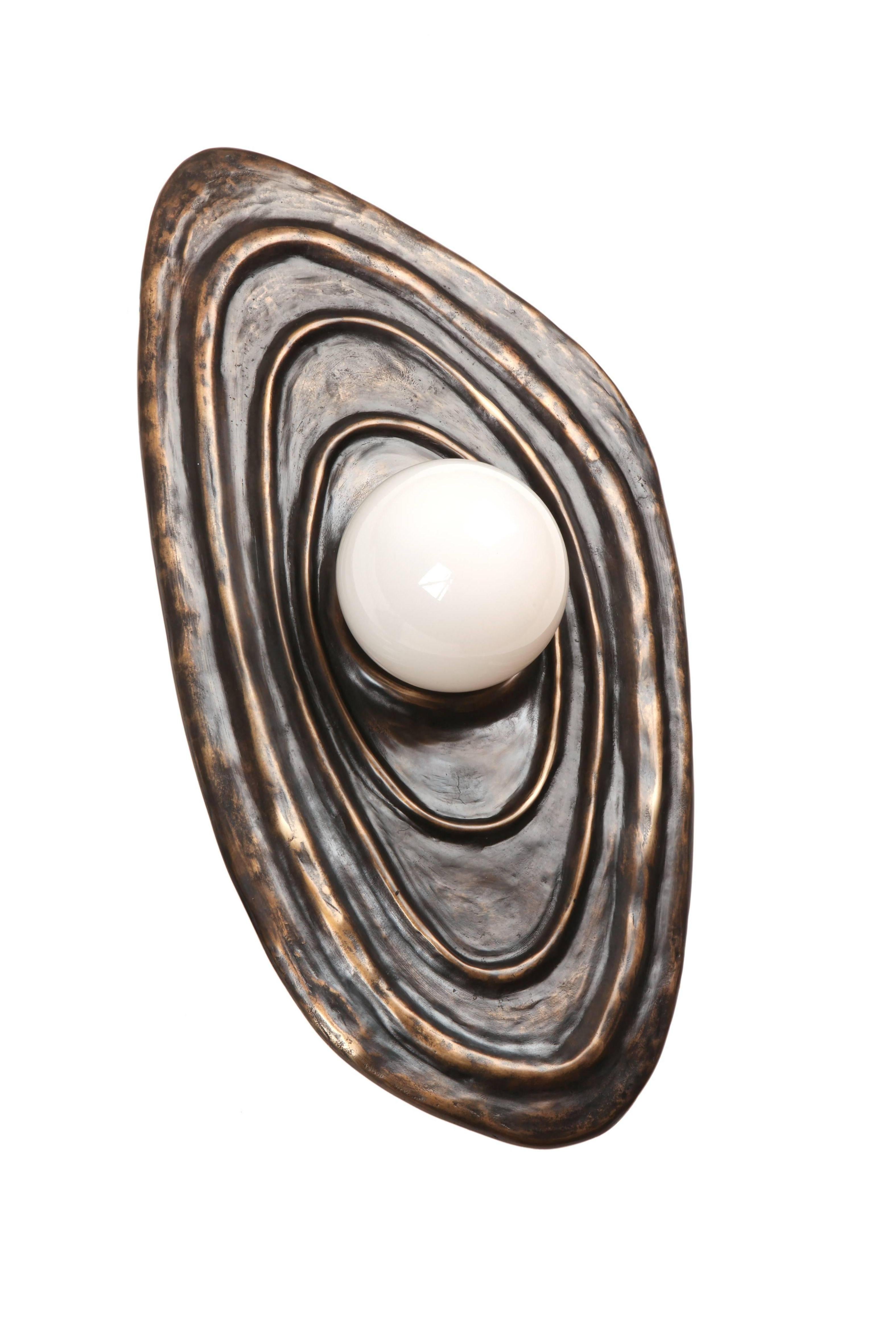 Modern Perla Wall Sconce Cast Bronze with Alabaster Orb For Sale