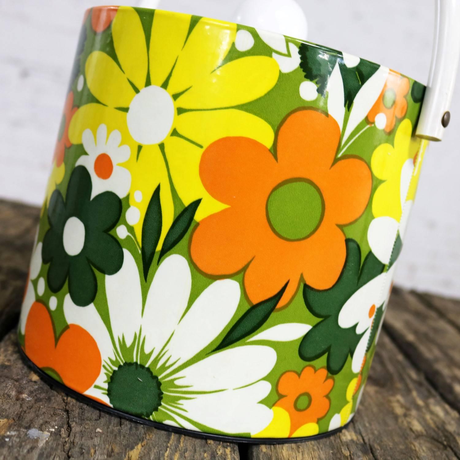 Mid-Century Modern Daisy Ice Bucket by Jack Frost Orange Green Yellow White 5