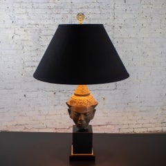Vintage-Tischlampe im Hollywood-Regency-Stil mit Buddha-Kopf, eine Komposition von Paul Hanson