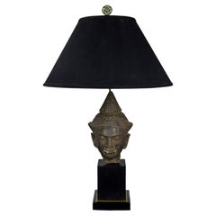 Vintage-Tischlampe im Hollywood-Regency-Stil mit Buddha-Kopf, eine Komposition von Paul Hanson