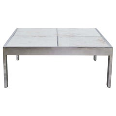 Retro Modern Chrome and White Marble Coffee Table Attributed to the Pace Collection