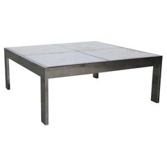 Moderner Couchtisch aus Chrom und weißem Marmor, Pace Collection zugeschrieben