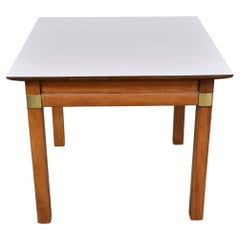 Mid-20th Campaign Style Square Side Table by Hickory Furniture Laminate Top