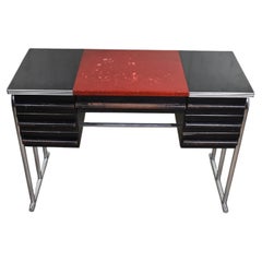 Art Deco Machine Age International Style Chrome & Black Desk Gilbert Rohde Attr