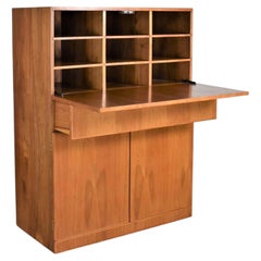 Vintage Scandinavian Modern Teak Drop Front Desk Secretary in a Box, 1960-2000