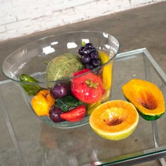 Objet d'Art Glass Bowl Centerpiece & Papier Mâché & Ceramic Fruits & Vegetables