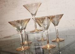 Dorothy C. Thorpe Gold Fleck Martini Cocktail Glasses