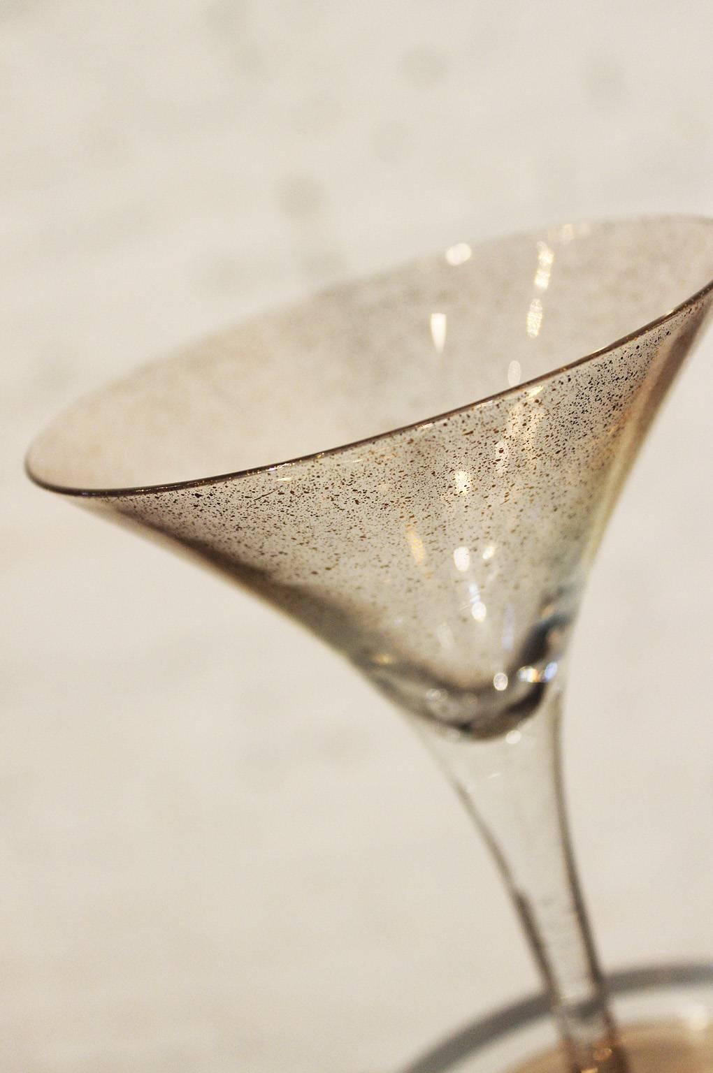 American Dorothy C. Thorpe Gold Fleck Martini Cocktail Glasses