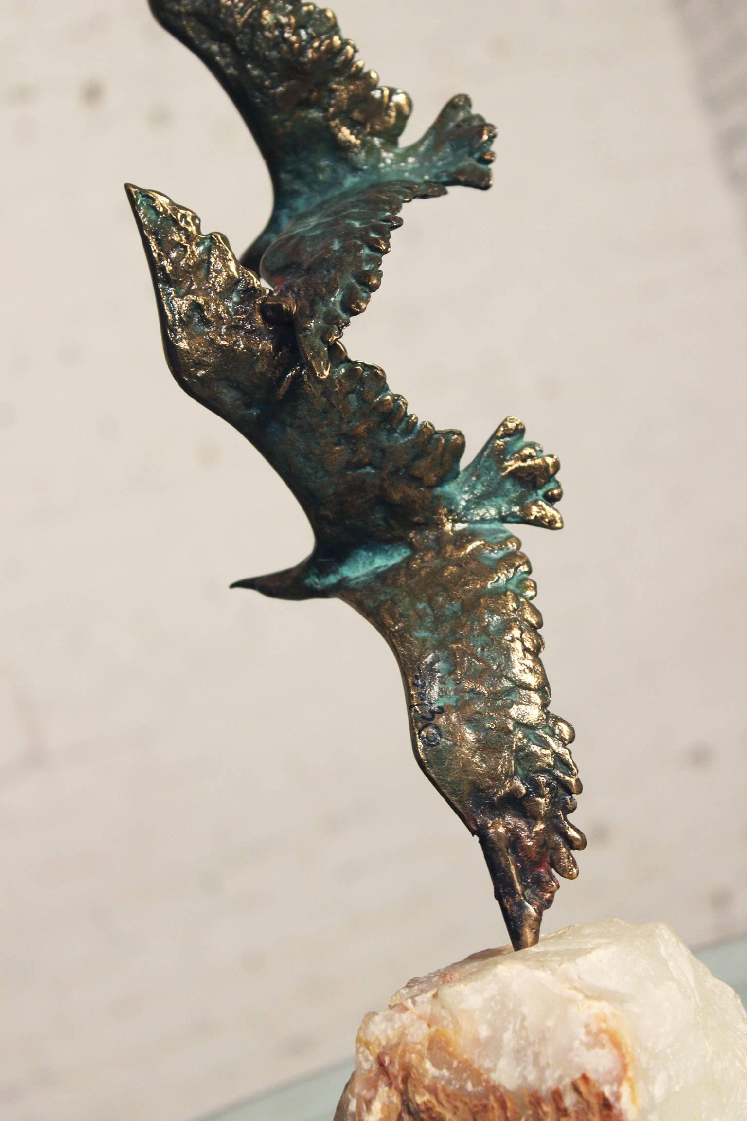 American Curtis Jere Bronze Sculpture, Three Birds in Flight