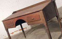 Primitive Painted Pine Wooden Antique Industrial Standing Plan Desk