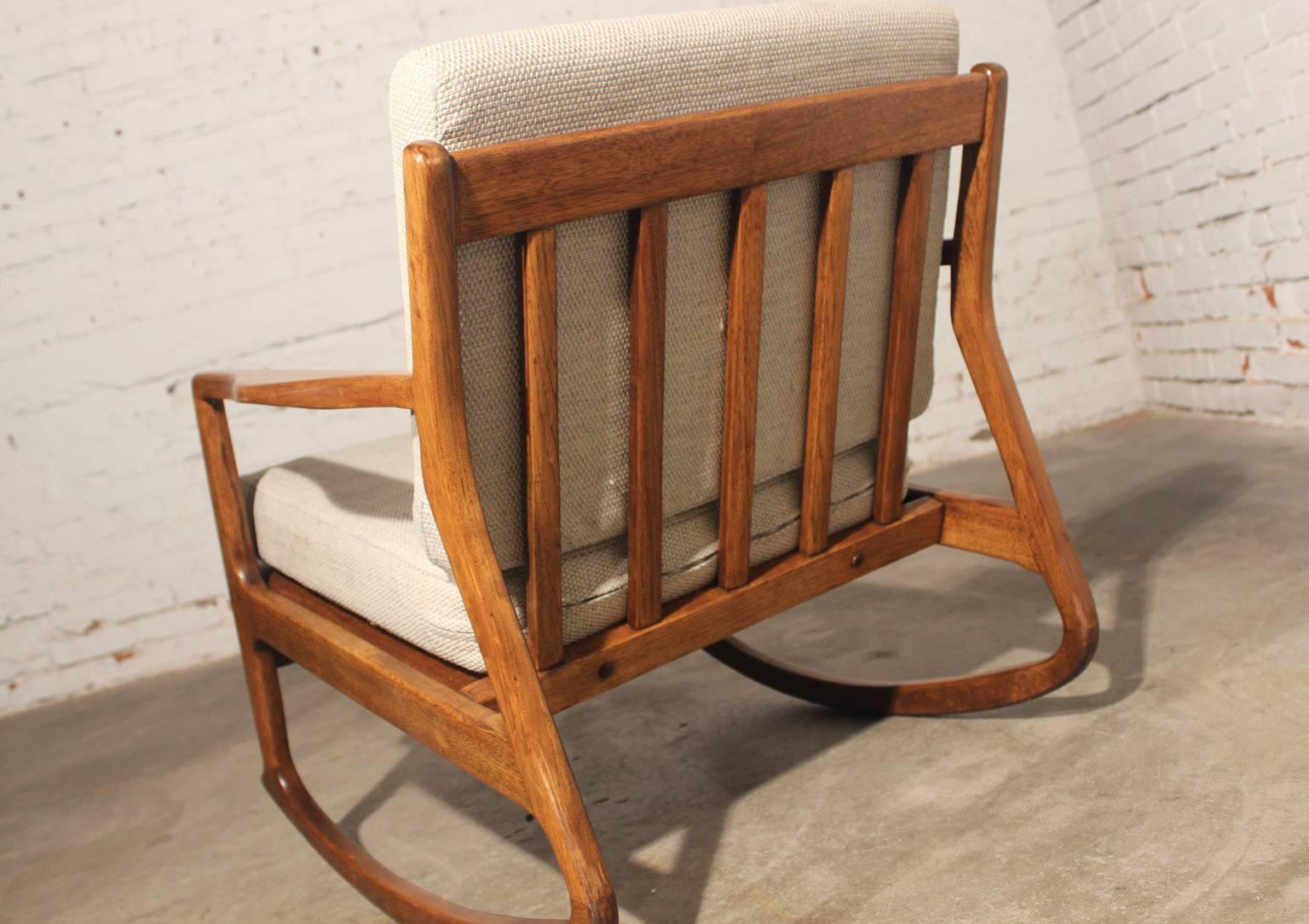 Fabric Danish Modern Teak Rocking Chair