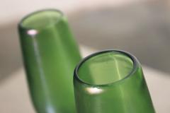 Green Bohemian Glass Vases in Style of Loetz