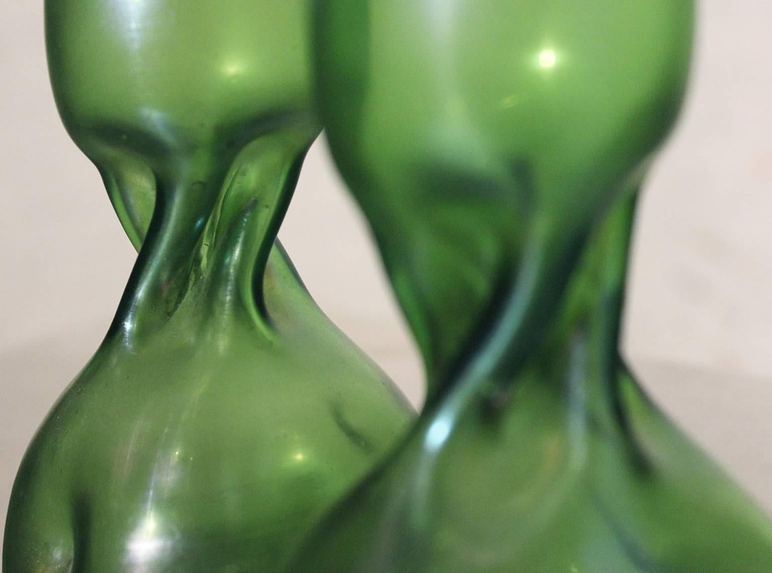 loetz green glass vase