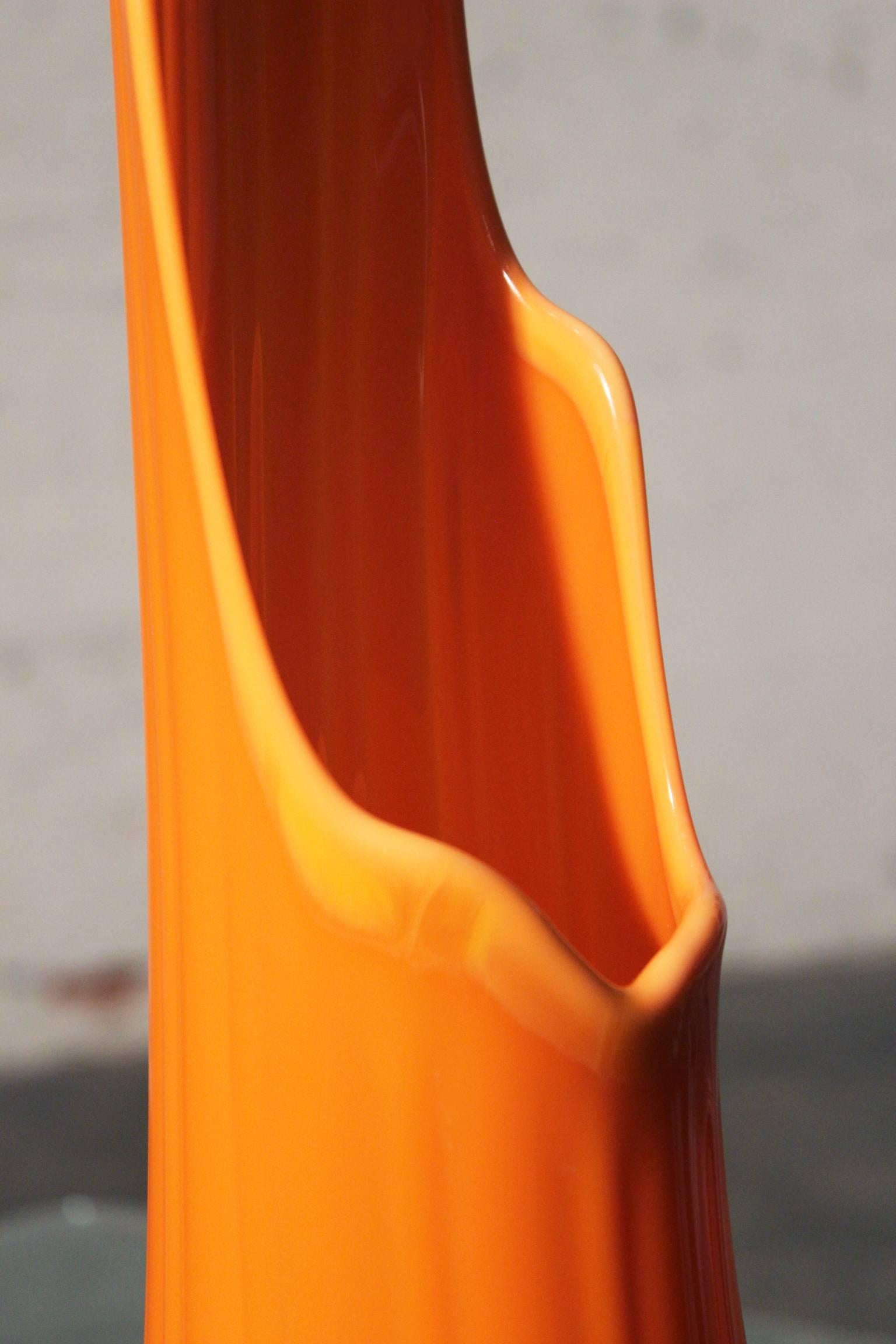 Mid-Century Modern Monumental Orange Stretch Vase