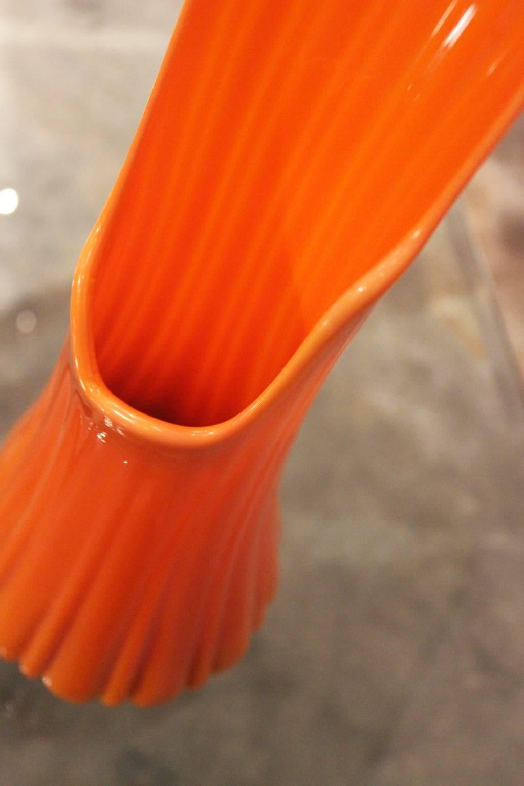 20th Century Monumental Orange Stretch Vase