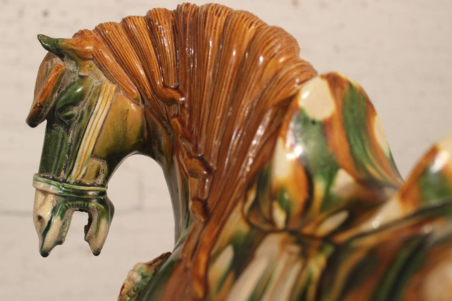 Early 20th Century Tang Style Horse with Tri Glaze In Good Condition In Topeka, KS