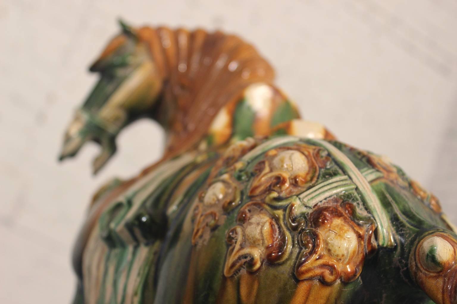 Clay Early 20th Century Tang Style Horse with Tri Glaze