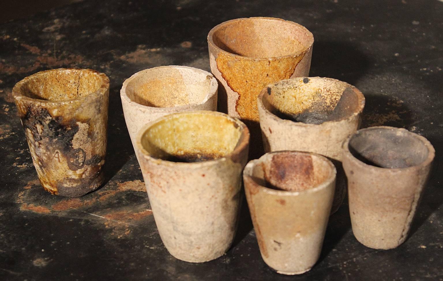 English Antique Colorado Mining Ceramic Crucibles