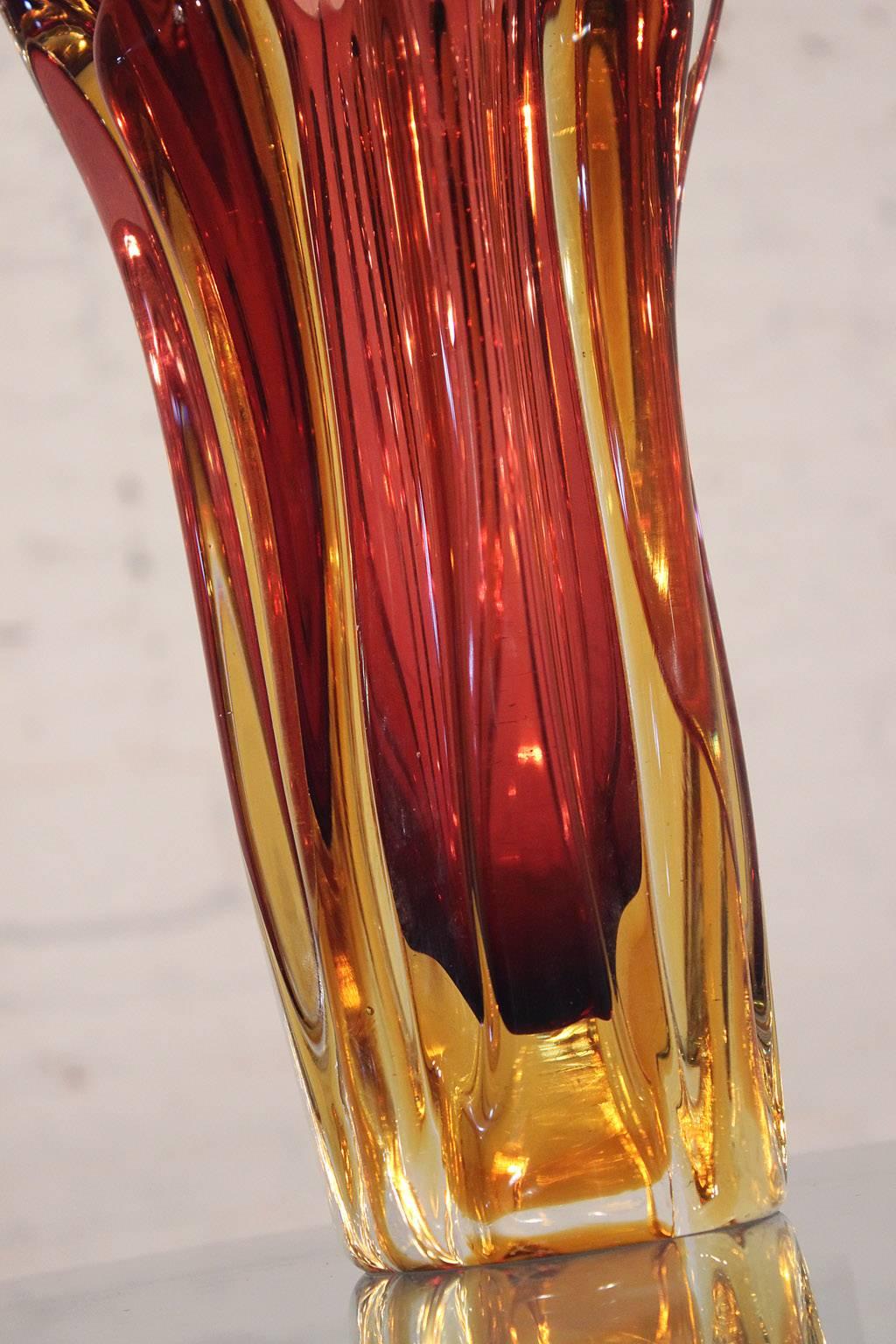 Vintage Mid 20th Century Italian Murano Glass Sommerso Vase 4