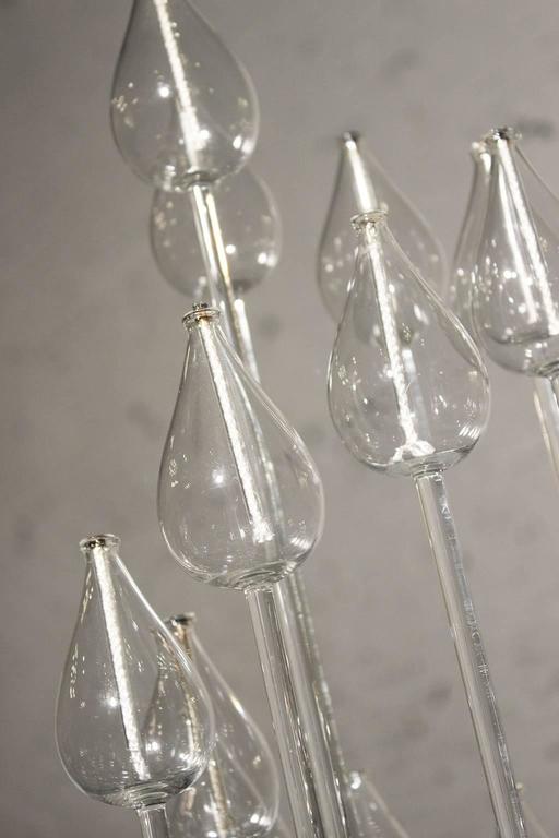 Glass Rod Multi Light Oil Candelabra Centerpiece on Lucite Base at 1stdibs