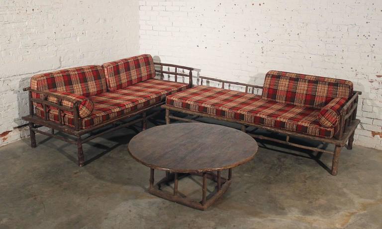 Old Hickory Style Sofa Chaise And Coffee Table Set