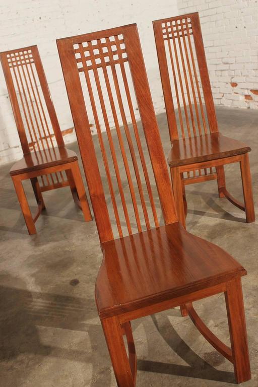 Vintage Mackintosh Style High Back Teak Dining Chairs At 1stdibs