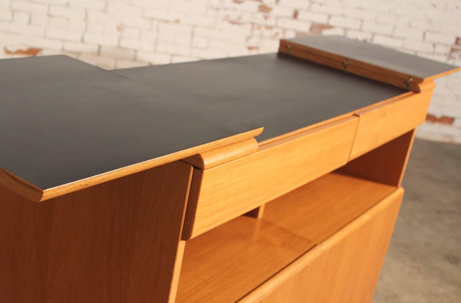 Scandinavian Modern Vintage Danish Mid-Century Modern Teak Dry Bar with Flip Out Top