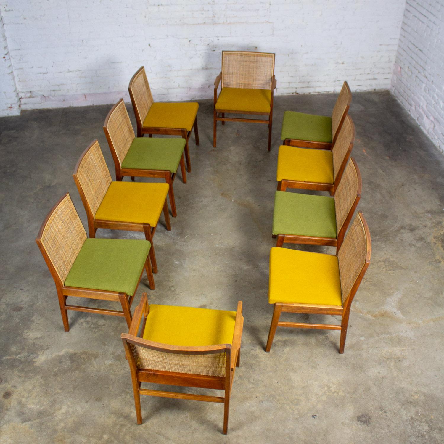 1960's MCM Hibriten Satz von 10 Nussbaum & Cane Esszimmerstühle 2 bewaffnet und 8 Seite im Angebot 2