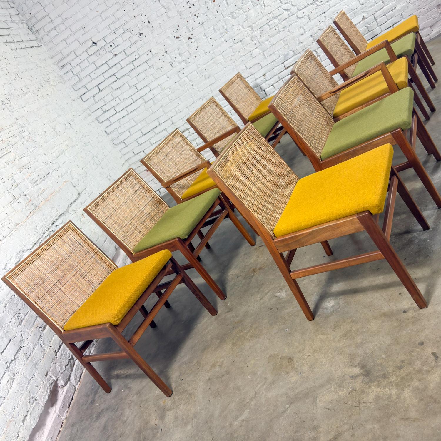 1960's MCM Hibriten Satz von 10 Nussbaum & Cane Esszimmerstühle 2 bewaffnet und 8 Seite im Angebot 6