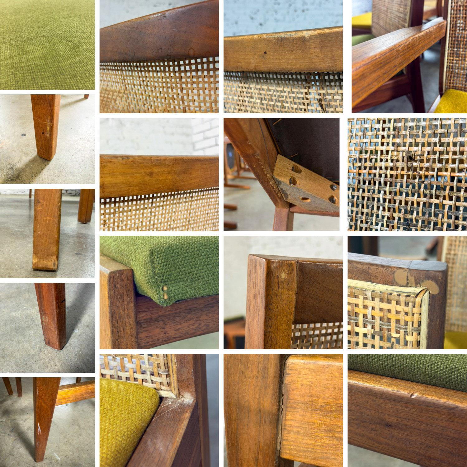 1960's MCM Hibriten Satz von 10 Nussbaum & Cane Esszimmerstühle 2 bewaffnet und 8 Seite im Angebot 12