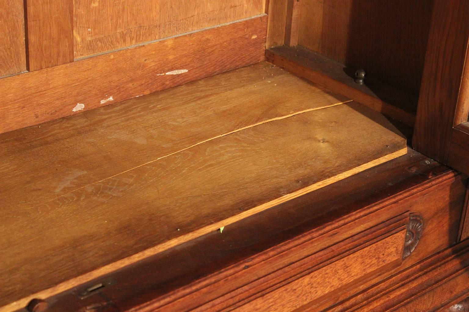 Antique Eastlake Victorian Walnut Bookcase Display Case 1