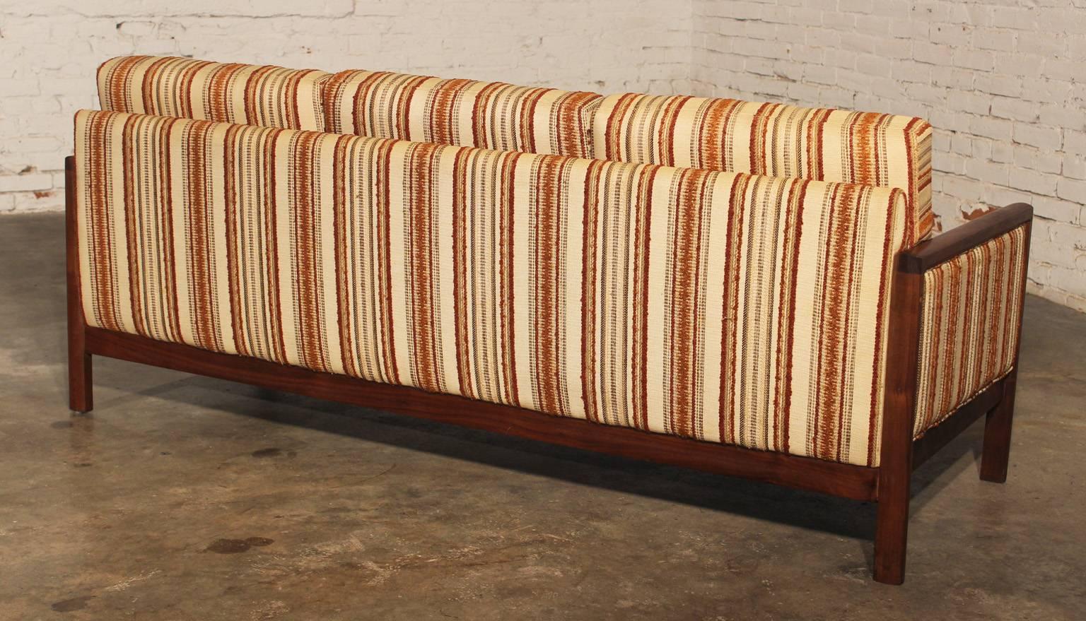 Mid Century Modern Walnut Trimmed Sofa 3