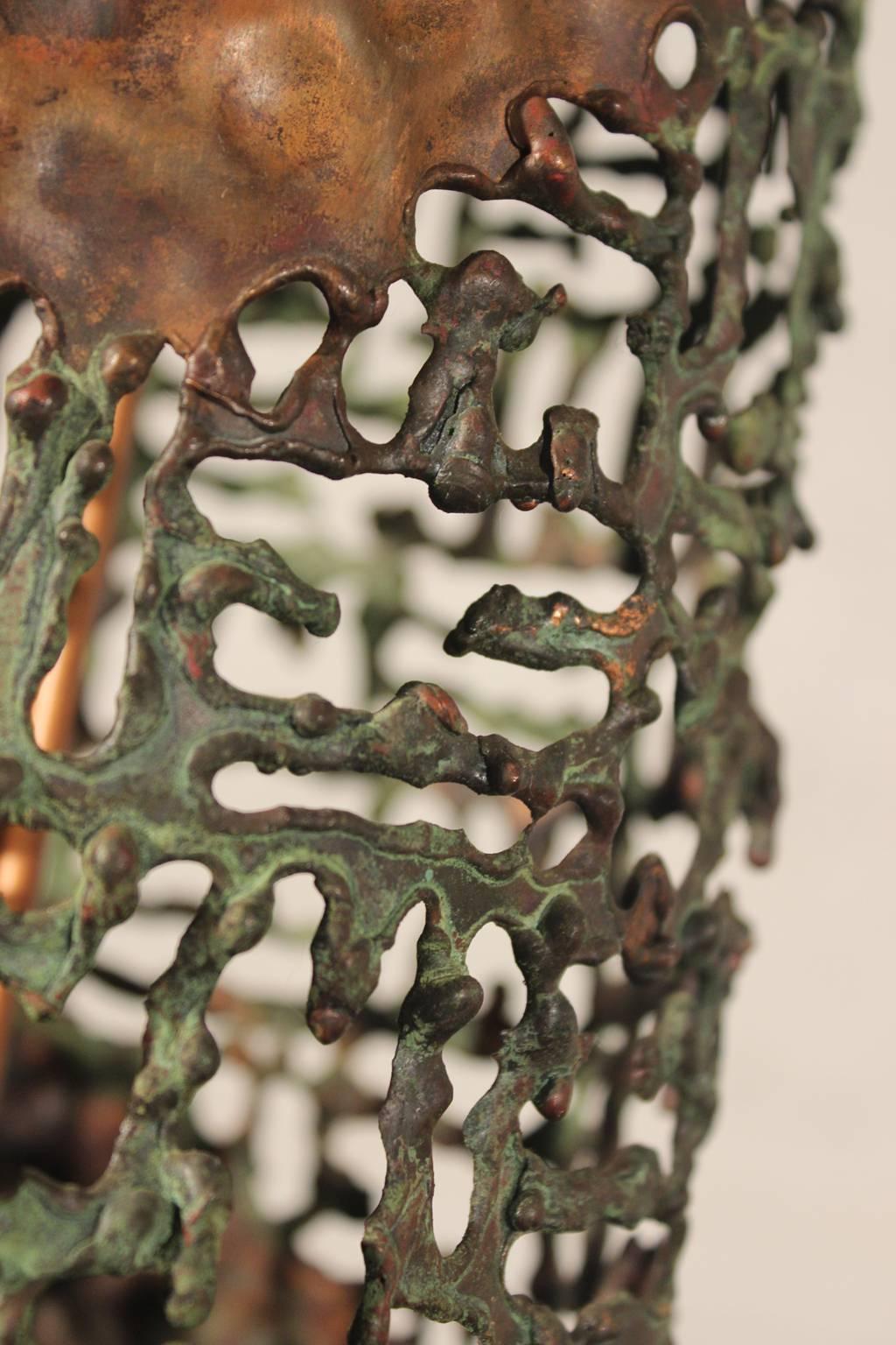 Marcello Fantoni for Raymor Torch-Cut Copper Brutalist Table Lamp Mid Century 1