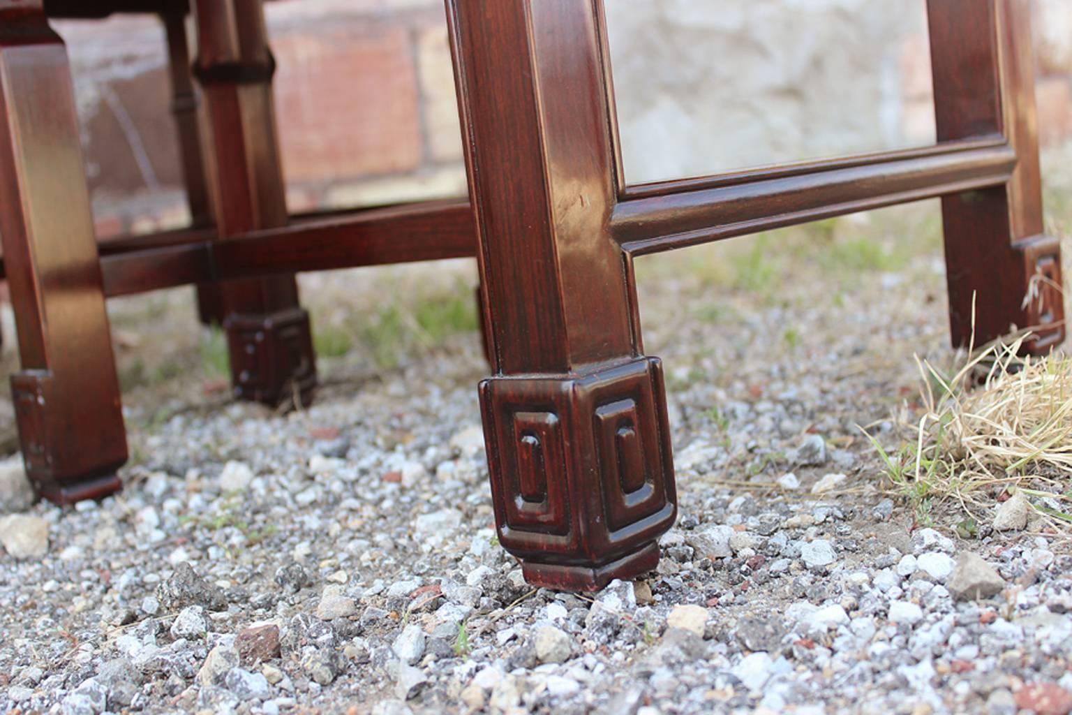 Chinese Rosewood and Mother-of-Pearl Dining Chairs, Vintage Set of Eight 3