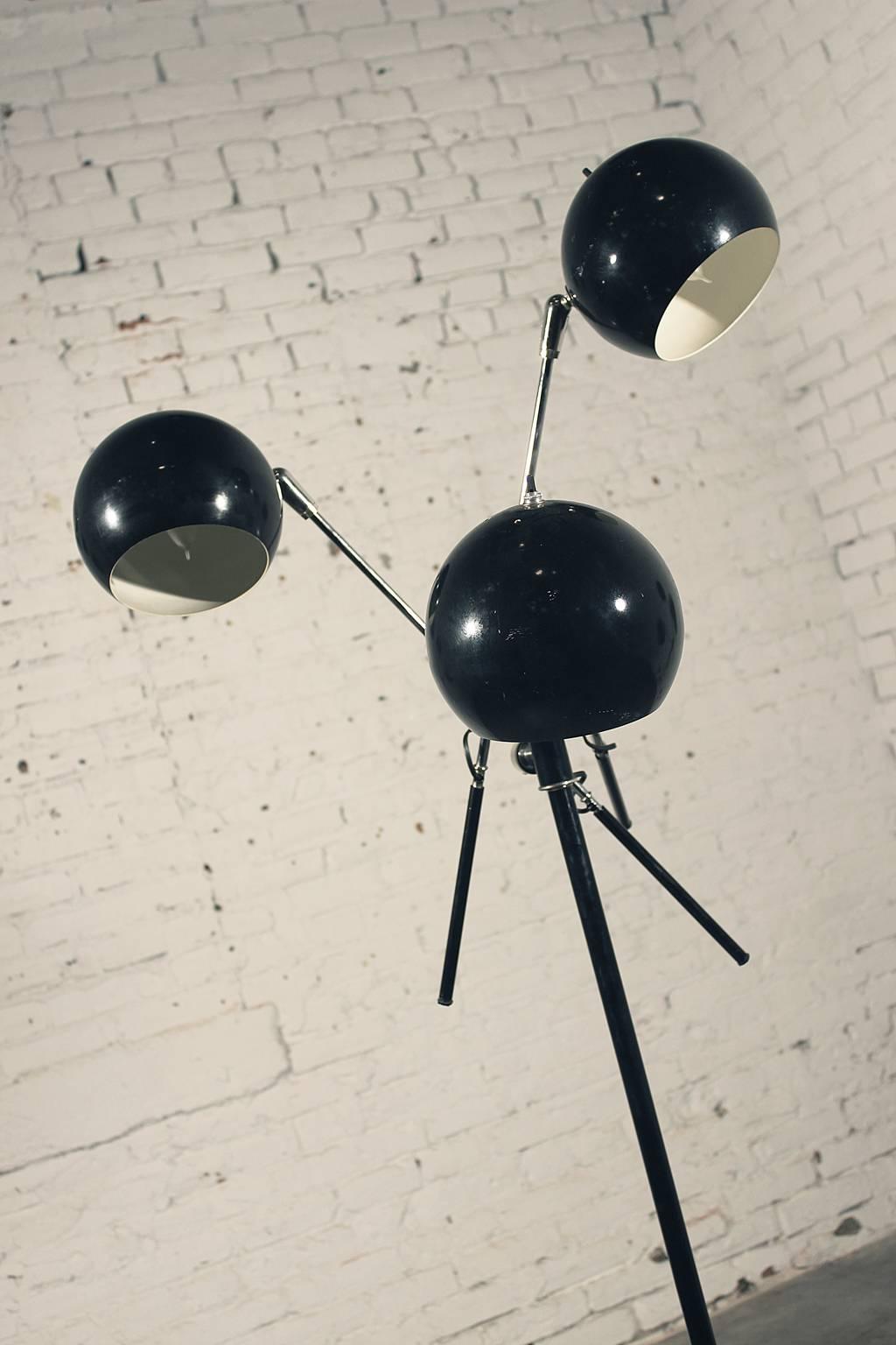 Robert Sonneman Style Triennale Orbiter Ball Floor Lamp in Black 2