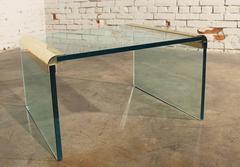 Vintage Brass and Glass Waterfall Side Table by the Pace Collection