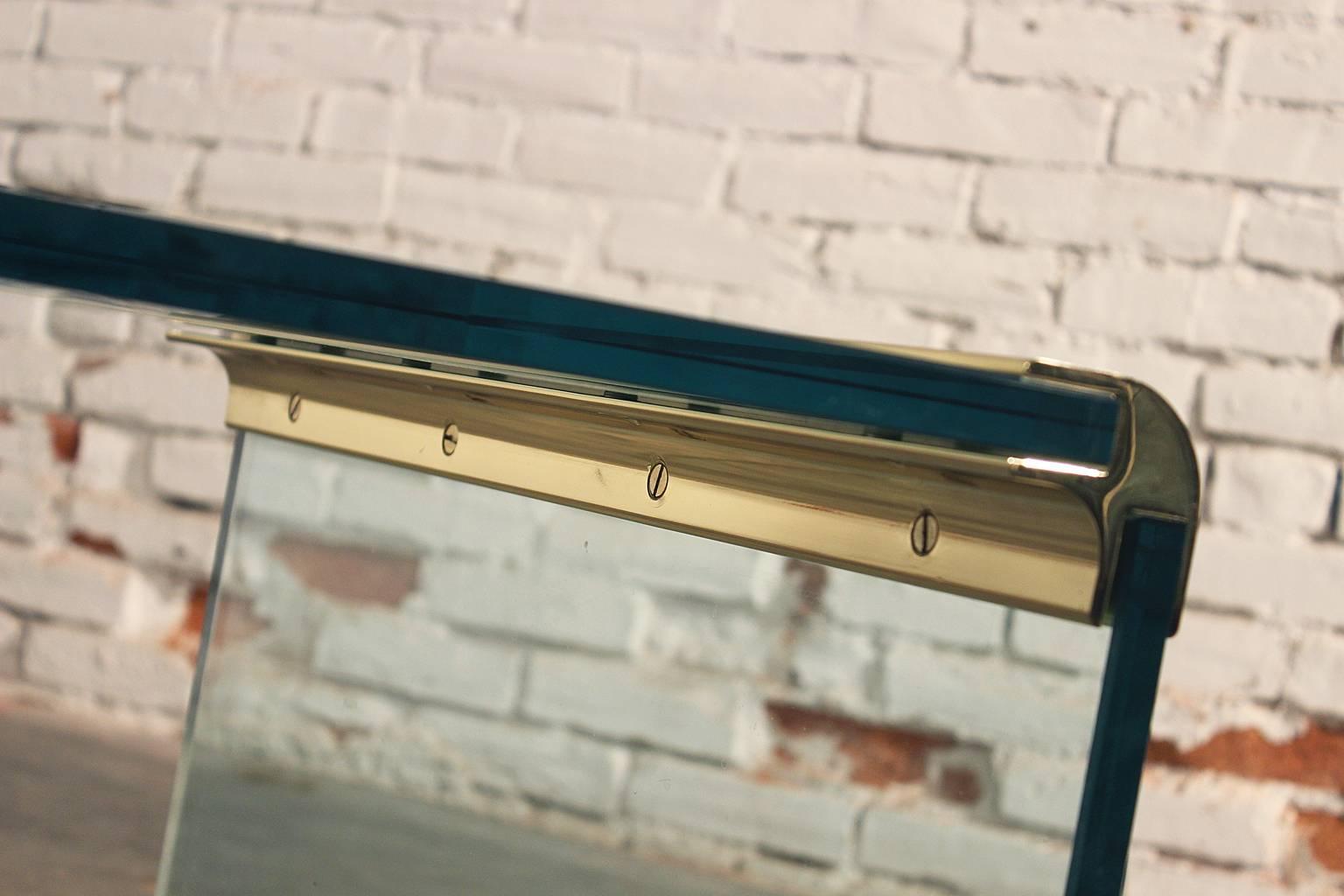 Plated Vintage Brass and Glass Waterfall Side Table by the Pace Collection